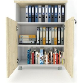 Resim Modüler Dünyası Kapaklı Kitaplık Dosya Dolabı - 80X38X117 (307711431) Beyaz - Meşe 