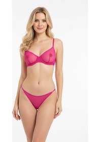 Resim Bonbon Kadın Tül Transparan Balenli Sütyen Ve Transparan String Külot 2'li Takım Bb2275 Leopar 