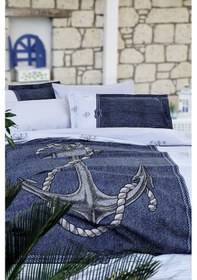 Resim Özdilek Anchor Denim Tek Kişilik Nevresim Takımı Gri (Çapalı) 