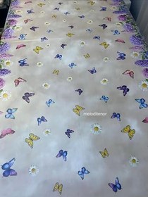 Resim Astarlı dalgalı volanlı kenarlı kolay silinebilir oval büyük dikdörtgen pvc muşamba masa örtüsü (Pembe, 140 x 300) 