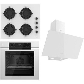 Resim Ferre Flowart Serisi QBL63CB + CS206 - FA + D078 Beyaz Ankastre Set 