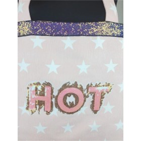 Resim Gönülden Tasarım Hot Payet ve Şeritli Aplikeli Tasarım Spor ve Günlük Bez Çanta ( Hediyeli Ürün) 