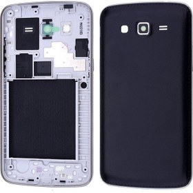 Resim Samsung Uyumlu Grand 2 G7100 Çift Sim Kasa Kapak Tuşlu Siyah - Silver 