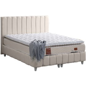 Resim Narva Tek Kişilik Baza Başlık Real Pedli Yatak Seti Krem 100 x 200 