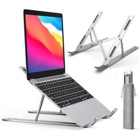 Resim Notebook Standı 2in1 Katlanabilir Taşınabilir Folding Alüminyum Dizüstü Bilgisayar Standı Açısı Ayarlanabilir 7 Kademeli 