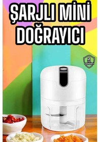 Resim Şarjlı Portatif Doğrayıcı Mini Pratik Rondo El Doğrayıcı Üç Bıçaklı Çelik Bıçaklı 