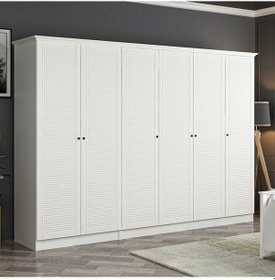 Resim Kale 6 Kapaklı 2ç Taçlı Dolap Beyaz Mebran Panjur Beyaz 190cm Beyaz 