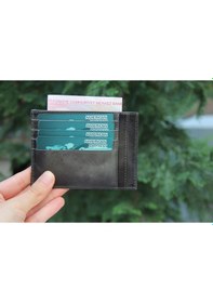 Resim Bouletta Zip Deri Kadın Fermuarlı Kartlık Gri 