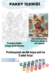 Resim Su'lepas Sayılarla Boyama Seti Numaralı Tuval Fırça Boya 40x50 Cm -SÜS KÖPEĞİ PASTA 1 