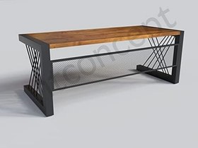 Resim Ntconcept Doğal Ağaç Açık Ceviz Renk Metal Perdeli Ofis ve Çalışma Masası (75cm-120cm-h76cm) 