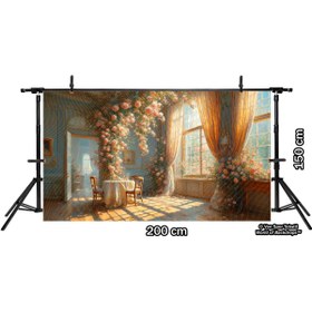 Resim Venspor Romantik Çiçeklerle Süslenmiş Zarif Salon Arkaplan - 200x150cm Fon Duvar Örtüsü 