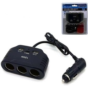 Resim 3'lü Çakmak Soketi 120w 12v 3.1a Usb Type-c / Icca109 