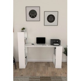 Resim Moonlife Sima Kitaplık Çalışma Masası (Beyaz) 