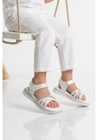Resim Cool Beyaz Yumuşak Taban Hafif Cırtlı Kız Çocuk Sandalet Maya F 