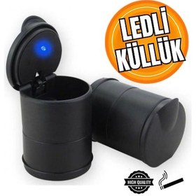 Resim Işıklı Oto Küllük Led Kapaklı Araç Içi Küllük 