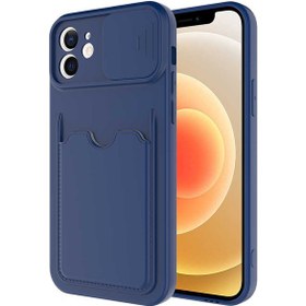 Resim Apple iPhone 12 Mini Uyumlu Kılıf ​sürgülü Lens Koruma Kart Bölmeli Fit Özel Koleksiyon Case 