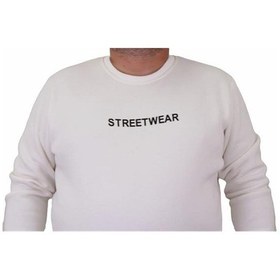 Resim Starbattal Erkek Büyük Beden Sıfır Yaka Sweat Streetwear 23206 Ekru-Ekru 