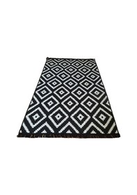 Resim Çift Taraflı Kilim Yolluk - Siyah Beyaz Piramit Desen 80x200 