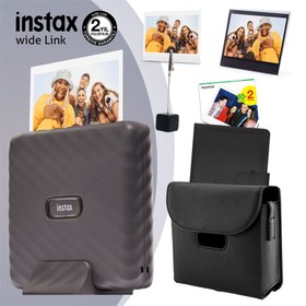 Resim Instax Wide Link Gri Yazıcı 20li Film Deri Kılıf Albüm Pleksi Çerçeve ve Kıskaçlı Stand 