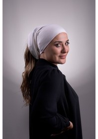 Resim Halven Krem Pratik Hazır Geçmeli Iç Bone Viskon Kumaş Dikişsiz Boru Bone Krem 