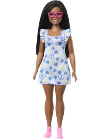 Resim Barbie Fashionistas Büyüleyici Parti Bebek 229, Kalp Desenli Elbise Giyen Down Sendromlu Bebek, Ulusal Down Sendromu Derneği İle Ortaklaşa Üretildi 