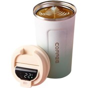 Resim Symbee 510ml Akıllı Sıcaklık Gösteren Paslanmaz Çelik Vakumlu Termos Bardak - Isı Soğuk Tutucu, Araçta Kullanıma Uygun, Düşük Dökme, Grişimli Beyaz Gri 