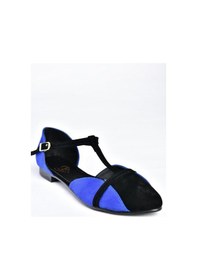 Resim Fox Shoes B726881802 Saks Mavi-Siyah Süet Kadın Babet Saks Mavisi - Siyah 