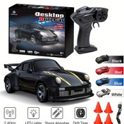 Resim 1/64 Ölçekli Mini RC Drift Araba 2.4G 4WD Off Road Yarış Aracı, Hızlı RC Araba, Drift Lastikleri ve Engeller ile Birlikte, LED Işıklı, Masaüstü ve Oda Oyunu için İdeal, Gençler ve Yetişkinler İçin Harika Hediye 