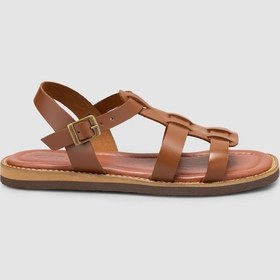 Resim Cabani %100 Hakiki Deri Taba Kadın Sandalet Taba 