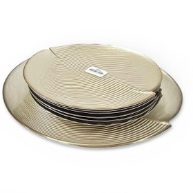 Resim Sudedi Home Gold Renk Cam Pasta Tabağı Seti 6 Lı 19 Cm Sunum Tepsili Servis Seti Altın 