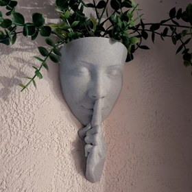 Resim 1 adet ilginç yüz şekilli saksılar, ev dekorasyonları, dayanıklı plastik malzemeler, kurutulmuş çiçekler için uygun, iç ve dış mekan bahçe süslemeleri, duvar monte vazolar, tatil süsleri, bayram hediyeleri 