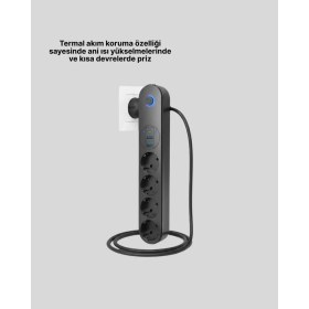 Resim Uygun Akıllı Akım Dengelemeli 4’lü Çoklu Priz Type-C ve USB Çıkışlı 2026 