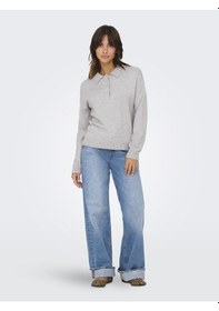 Resim Only Bayan Polo Yaka Sweatshirt 15356689 Gri 