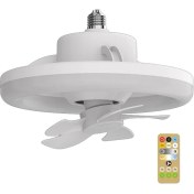 Resim 360 ° Dönen Tavan Fanı Işığı E27 Uzaktan Kumanda LED Fan Işığı ile Akıllı Fan Oturma Odası Yatak Odası Top 48W (Yurt Dışından) 