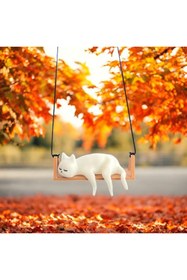 Resim BEVATİR Büyük Boy Salıncaklı Uyuyan Kedi Araba Dikiz Ayna Süsü Hediyelik 