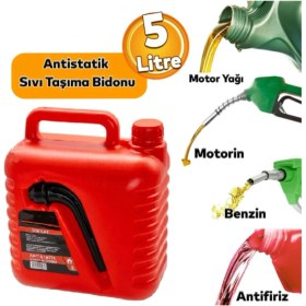 Resim Nublado Boşaltma Borulu Plastik Antistatik Benzin Bidonu 5litre Akaryakıt Mazot Taşıma Doldurma Depolama 