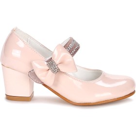 Resim Kiko Kids Cameli Rugan Günlük Kız Çocuk 4 Cm Topuklu Abiye Ayakkabı Pudra 