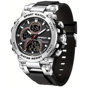 Resim Oldfriend Sanda Erkek Spor Saati Çift Ekran 50m Suya Dayanıklı Kronometreli Siyah Gümüş Diğer 