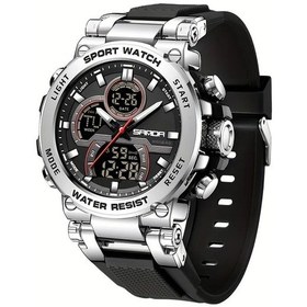 Resim Oldfriend Sanda Erkek Spor Saati Çift Ekran 50m Suya Dayanıklı Kronometreli Siyah Gümüş Diğer 