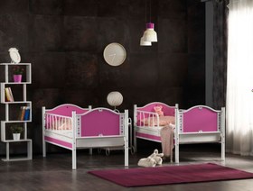 Resim Mercan Metal Pembe Çocuk Ranza(Kargo Hediye) - 90 cm X 190 cm X 175 cm 