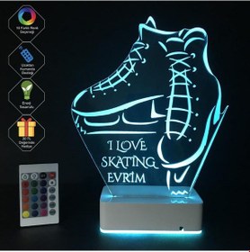 Resim Kişiye Özel 3D Buz Pateni Masaüstü Led Lamba 