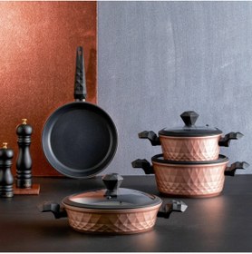Resim Bio Diamond Rose Gold 7 Parça Tencere Seti 