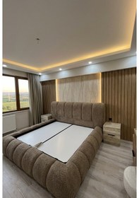 Resim Most Piatto Premium Bazalı Karyola Kahverengi Bukle Kumaş 180x200 Cm. Yatak İçindir Evinize Teslim 180 x 200 CM 