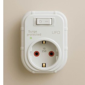 Resim Storemax Ufo Yeni Tekli Akım Korumalı Anahtarlı Topraklı Priz, Sürekli Koruma, 16A 250V, Max 3500W Aşırı Yük Koruması (Beyaz) 