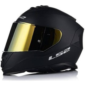 Resim Ls2 Storm 2 Mat Siyah Kapalı Motosiklet Kaskı Gold Camlı Mat Siyah 