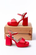 Resim DURUNUN BUTİĞİ Welly Kırmızı Saten ( 9 Cm Platform Topuklu ) Günlük Ayakkabı 