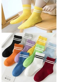 Resim Bgk 10 Çift Çocuk Çember Desenli Soket Çorap -0360-çok Renkli-çocuk Klasik Renkli 
