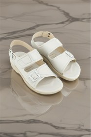 Resim GEZER Unisex Bej Hacı Ayarlanabilir Sandalet Umre - Hac Terlik 