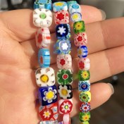 Resim El yapımı Murano Cam Boncuklar, 6/8/10mm, İtalyan Millefiori Boncuklar, DIY Takı Yapım Malzemeleri, Kare Shape, Taş Malzeme, Çeşitli Renkler 