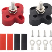 Resim Lemestar M6 Tekli Somunlu Akü Bağlantı Terminali Seti Kırmızı-siyah 4 Adet Bağlantı Terminali + 4 Adet Isı Daraltmalı Boru Dc 48v 80a 